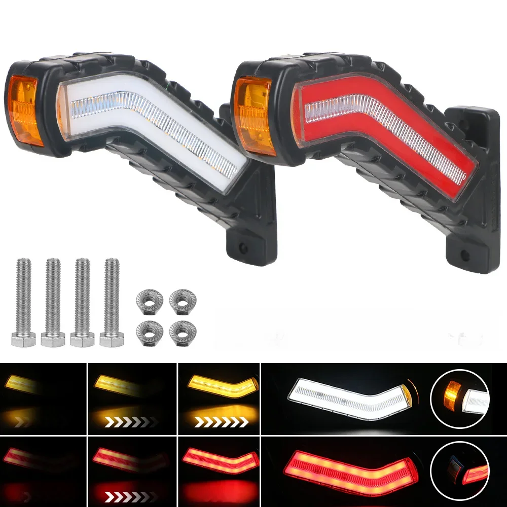 Feux de position latéraux LED 12V 24V, 2 pièces, étanche, effet d'eau qui coule, clignotant universel pour camion, remorque, camion