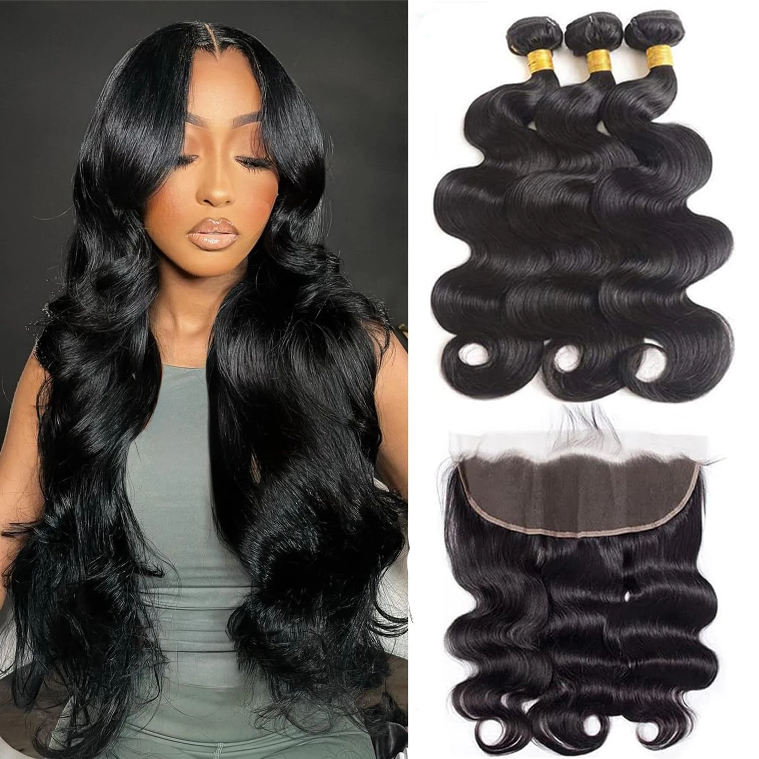 

Bundles with Frontal Body Wave 100% Unprcessed Brazilian Virgin Human Hair 3 Bundles With 13x4 Ear to Ear HD Lace Frontal Hair