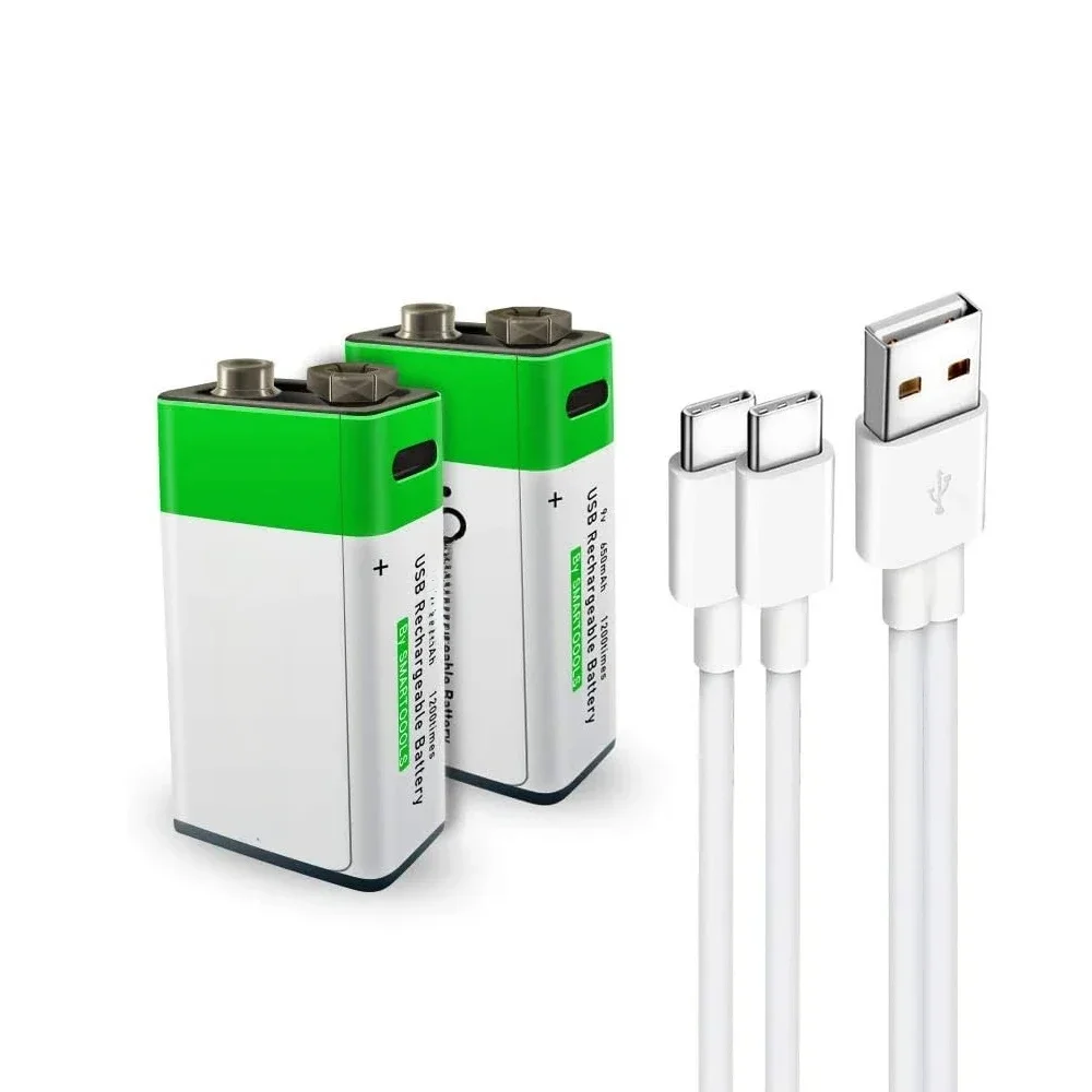 Akumulator 9V 6F22 650mAh, ładowanie USB, kwadratowy akumulator litowo-jonowy 9V do zabawek, pilotów, KTV, multimetrów, mikrofonów — zdjęcie produktu 7