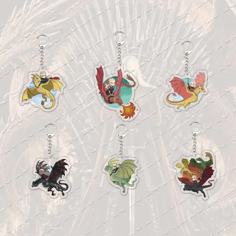 Acrylic Popular Cute Dragon Fantasy Keychains  Ring Targaryen Rhaenyra Fourth Wing Purse Phone Bag Charm Fans Gifts