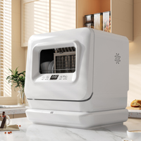 Mini dishwasher Portable, 3 sets, 5 programs, digital display, water softener, 360 ° spray arms, 5.7L water consumption,
