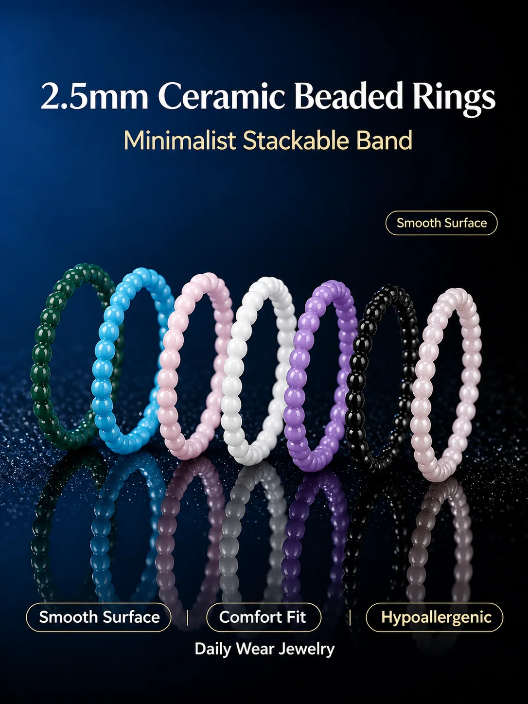 Bagues en céramique empilables fines et colorées de 2,5 mm pour femmes, résistantes à la décoloration, style bulle, pour mariage ou promesse, tailles US 5-12