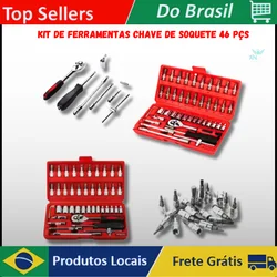 Kit de Ferramentas Profissional com Chave de Soquete - 46 Peças, Alta Qualidade e Resistência