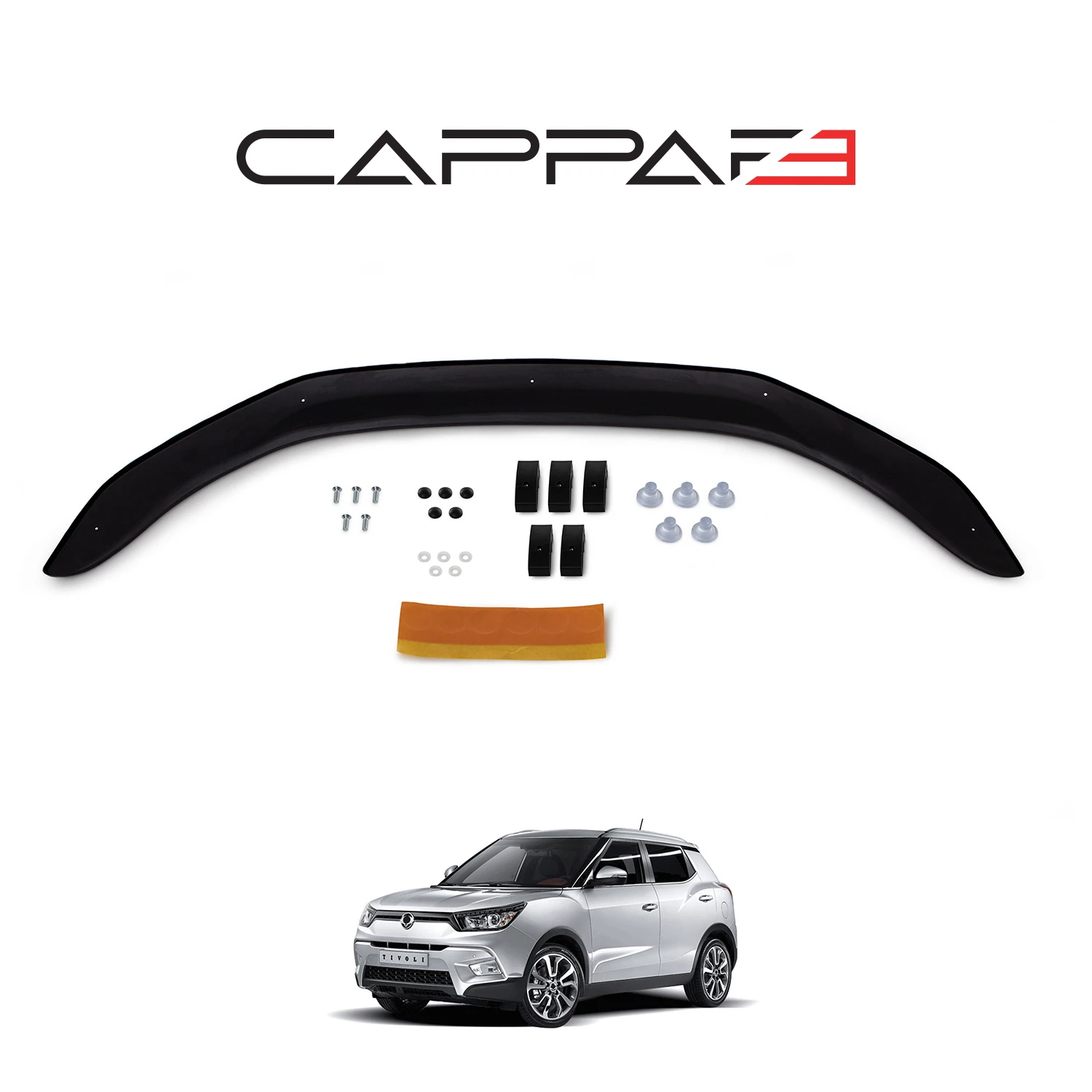 FOR SSANGYONG TIVOLI Front Hood Protection Spoiler 2015 To 2023 Front Bug Shield Hood Deflector Guard Glossy Black Sporty Racer