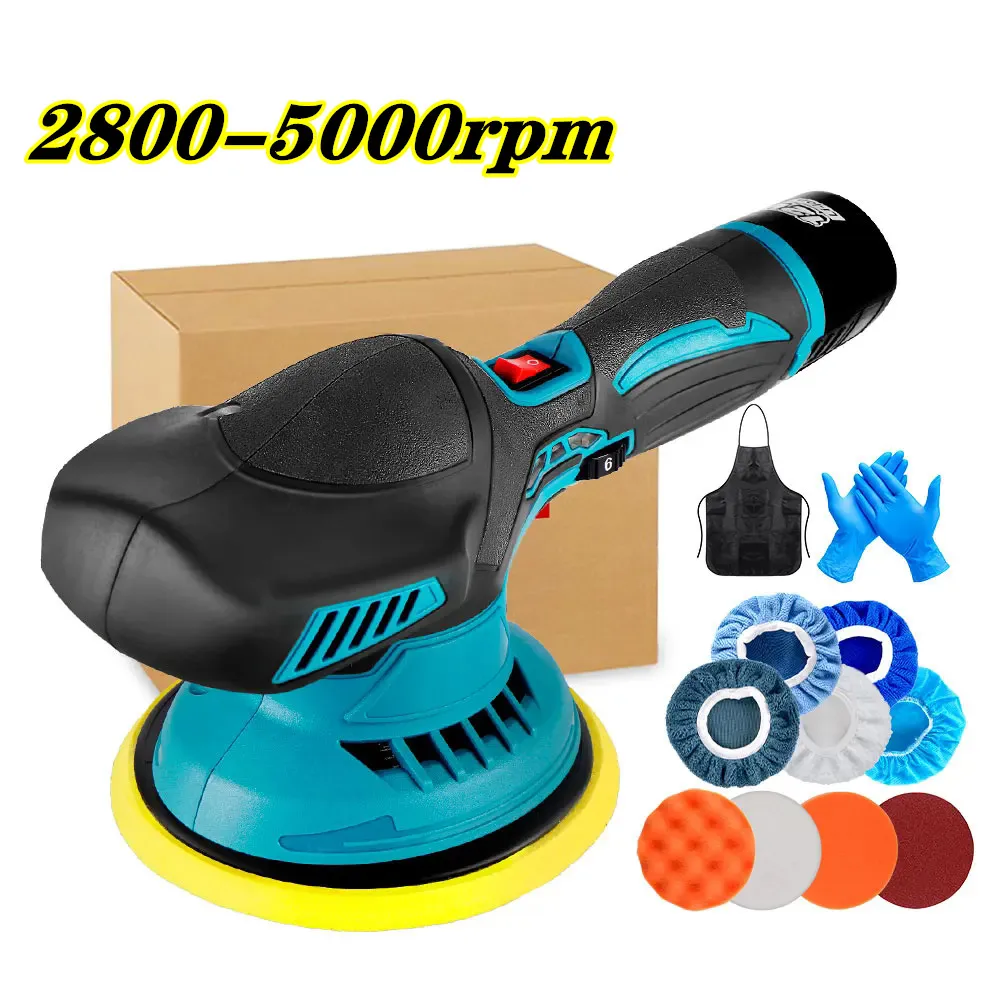 Cordless Car Polishing Machine 6 Gears 5000rpm Adjustable Electric Wireless Car Polisher Auto Waxing Sanding Sealing Glaze Tool