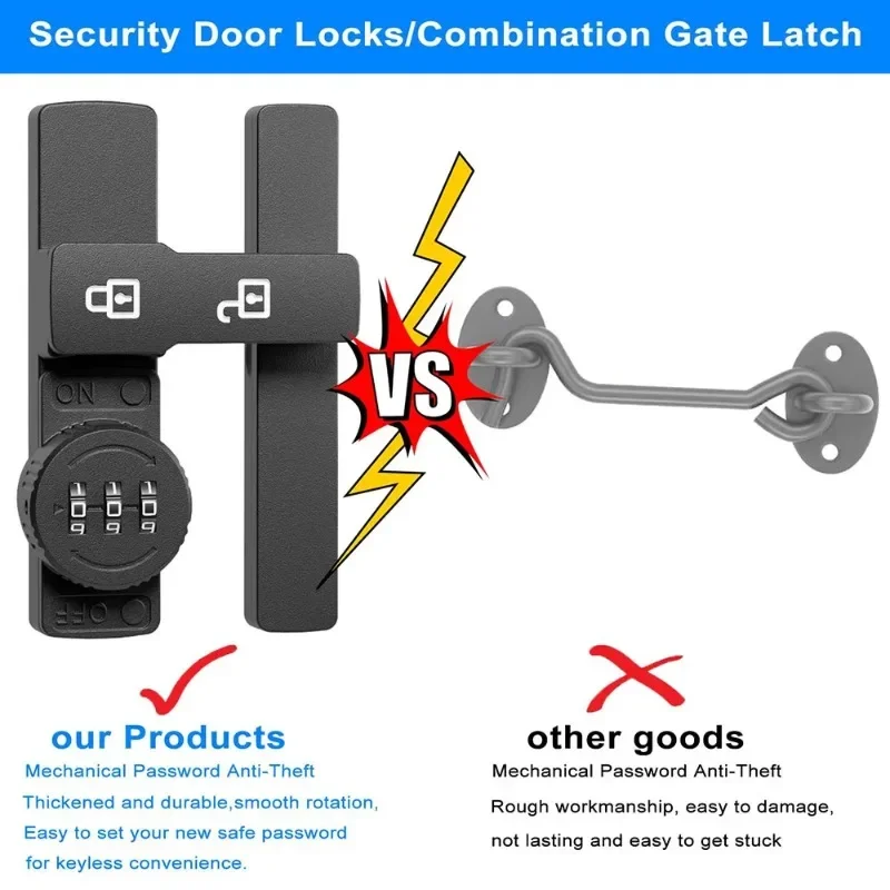 قفل مركب مضاد للسرقة لباب المنزل ، 3 أرقام ، قفل مركب للحمام ، خزانة نبيذ مع كلمة مرور ، أمان متين ، سبيكة زنك #4