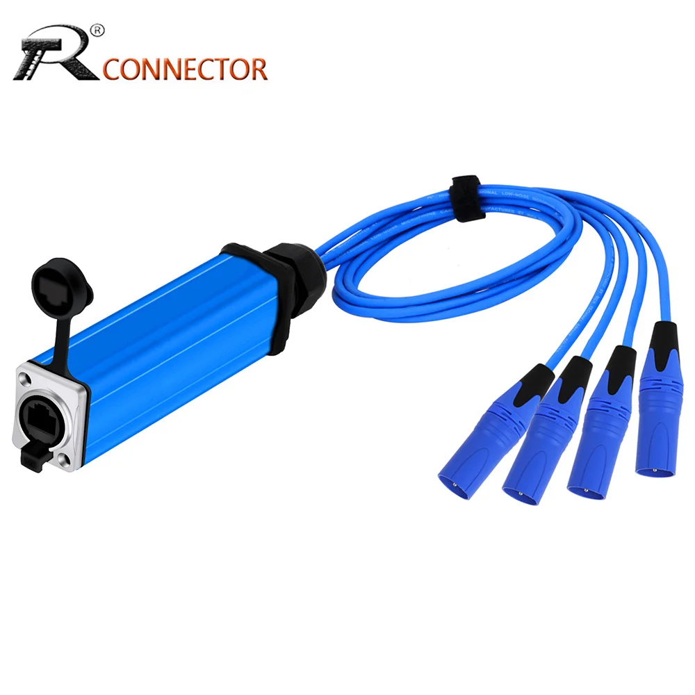 

RJ45 CAT5 to 4 Channel 3Pins XLR Male/Female Connector Cable Audio Adaptor Signal Extender for Stage Recording Studio 0.5M-14M