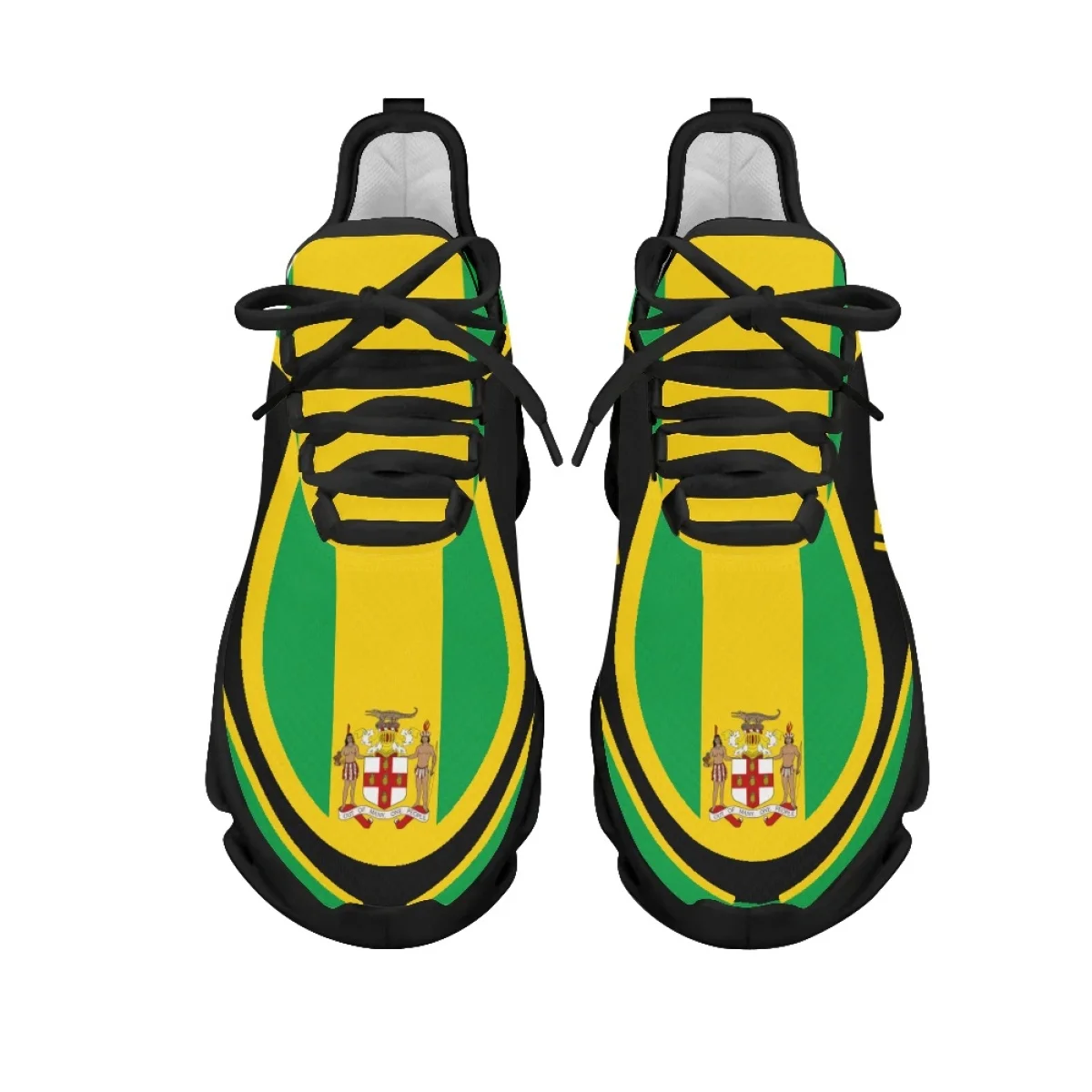 Sapatos leves de malha de renda para homens e mulheres, padrão de bandeira jamaicana, sapatos de orgulho patriótico, tênis de plataforma