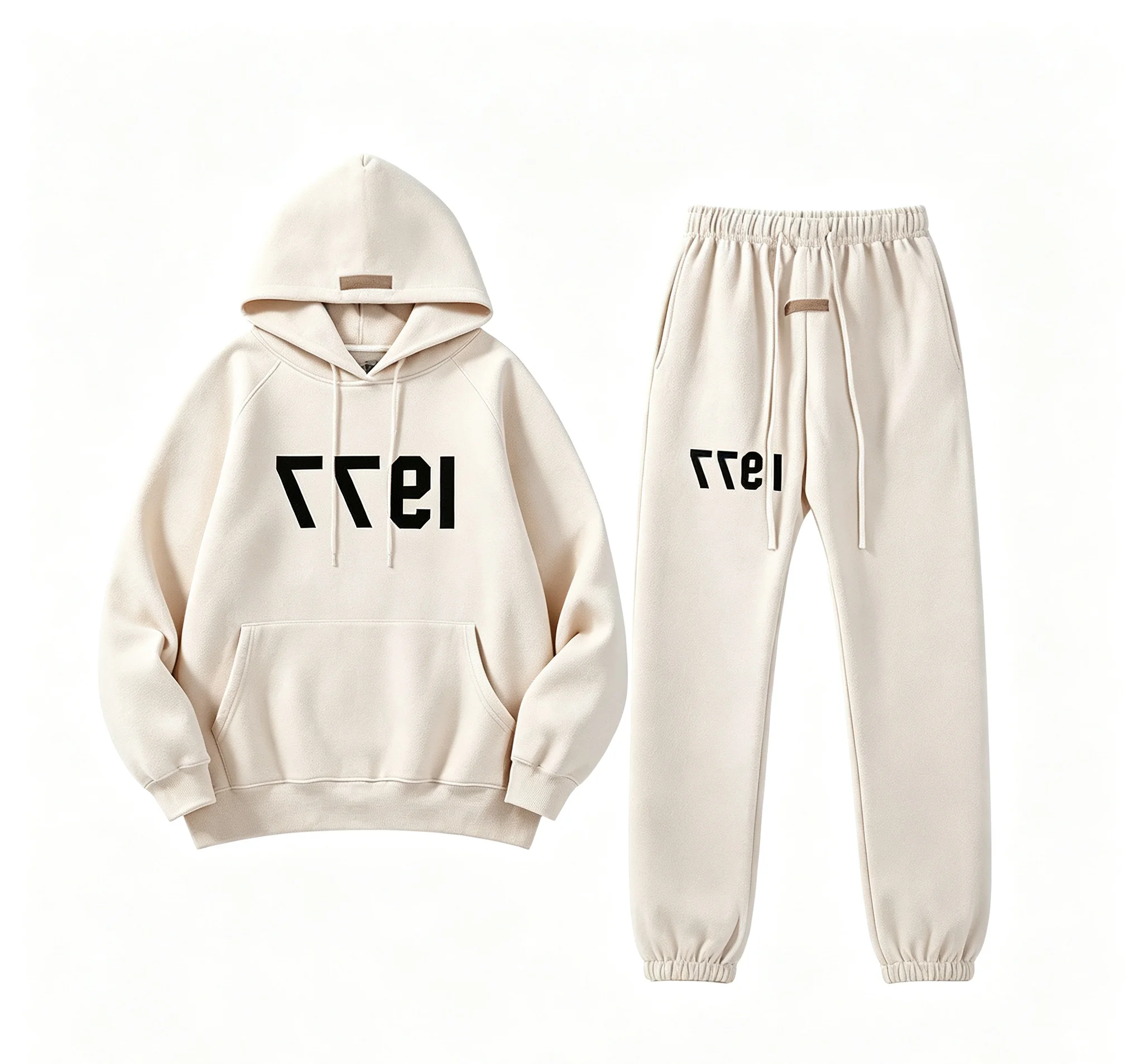 Men 2‑Piece Tracksuit Number Print Hoodie Sweatpants Set Loose Pullover Hooded Top Drawstring Jogger Pants Casual Street Outfit