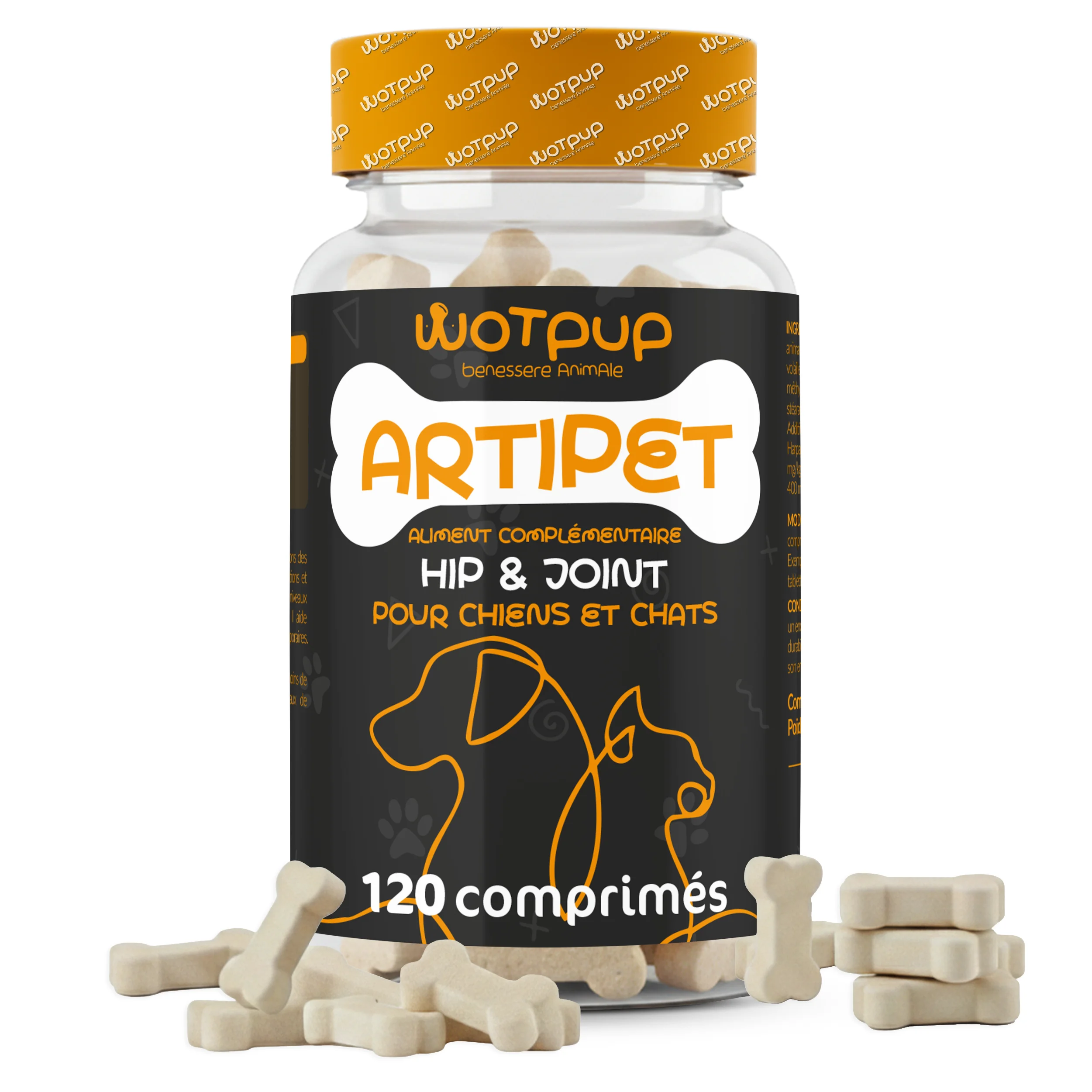Complément Articulations Chien, Développé par des Vétérinaires. Haute Qualité Fabriqué en Italie. 120 Comprimés en Forme d'Os avec : Glucosamine, Chondroïtine, Griffe du Diable, MSM. Nouvelle Formule Chiens et Chats.