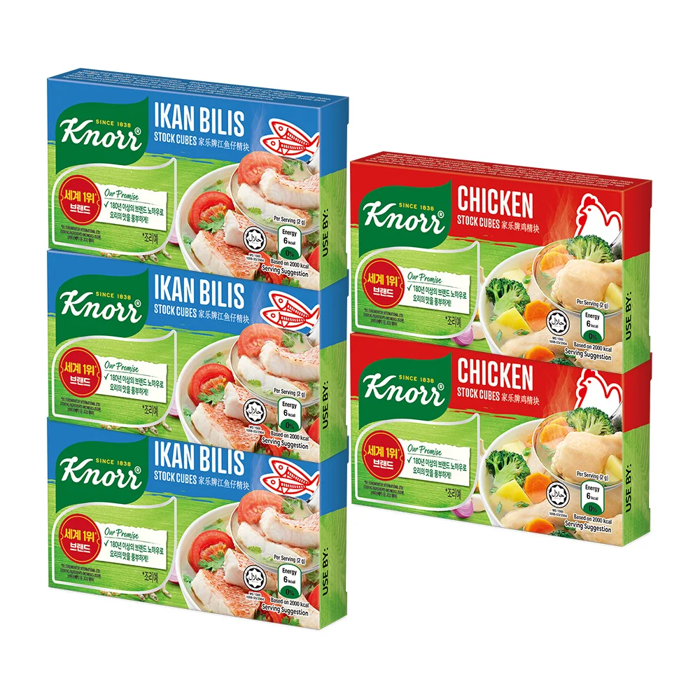 Knoor stock cube and chobbi 60g x 3 pieces + Knoor stock cube chicken 60g x 2 pieces