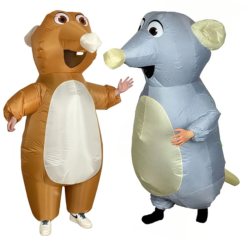 

2026 забавный мультяшный взрослый серый и коричневый надувной костюм крысы, вечерние костюмы для косплея, мужской костюм унисекс с надувной мышью, костюм талисмана