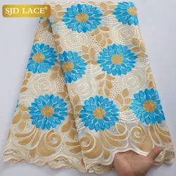 SJD-tela de encaje de gasa suiza, tejido de algodón con piedras francesas de alta calidad para vestidos de fiesta de boda, coser, A3000, 2024