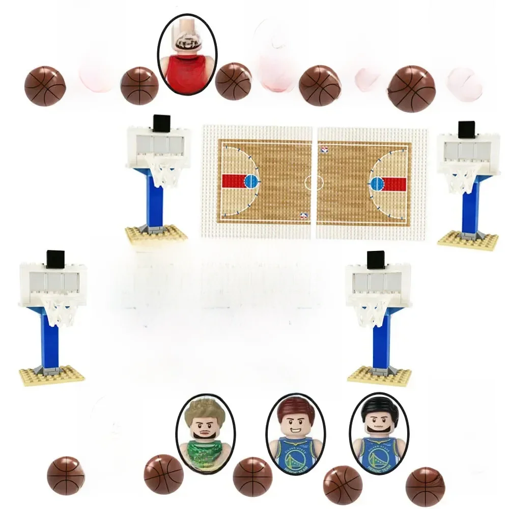 MOC – ensemble de supports de basket-ball pour terrain de basket-ball, bloc éducatif, accessoire, bloc de construction en brique, cadeau pour garçons et filles
