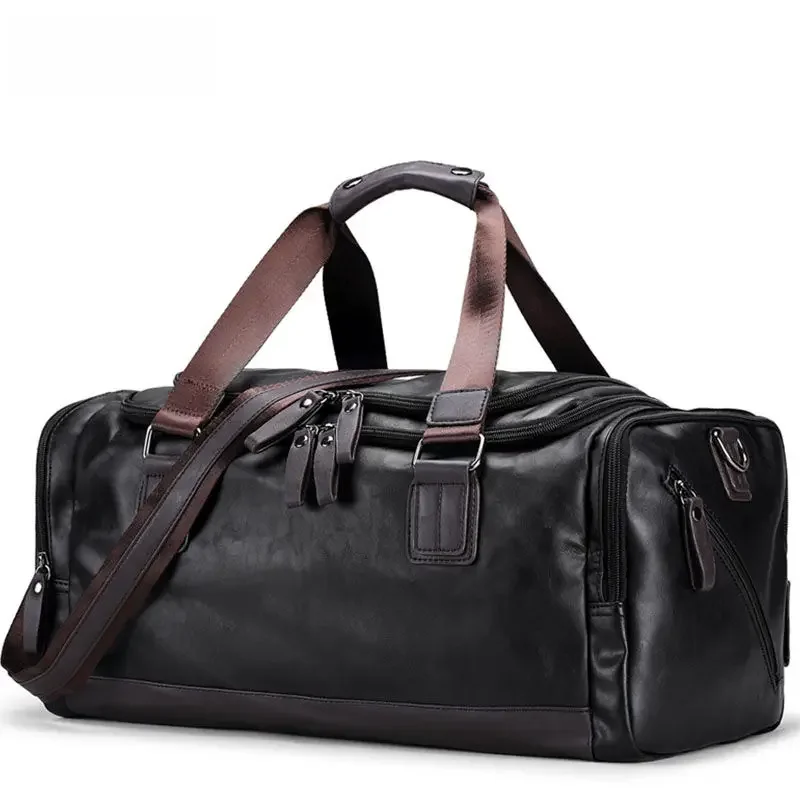 Męska torba na siłownię ze skóry PU Torby sportowe Duffel Travel Luggage Tote Handbag for Male Fitness Men Trip Carry ON Shoulder Bags XA109WA — zdjęcie 2