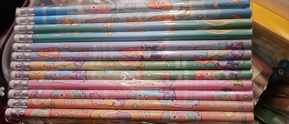 24Pcs Cartoon Unicorn Mermaid HB Writing Painting Pencils for Kids Birthday Party Favors Stationery Gift Bag Pinata Fillers photo review
