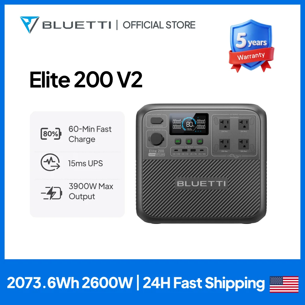 BLUETTI Elite 200 V2 Portable Power Station | 2600W 2073.6Wh【Brand New】