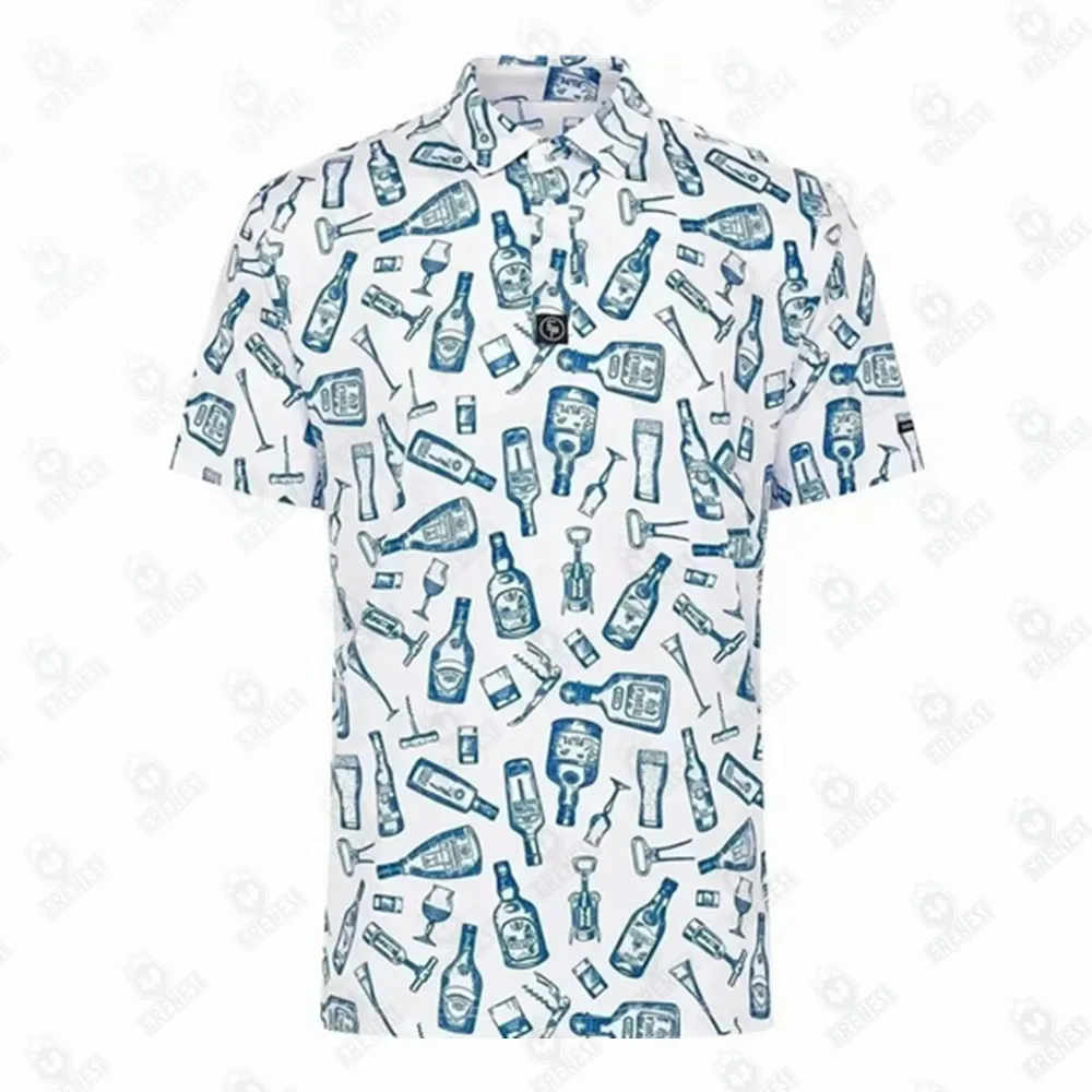 Even Par Golf Men's Wear Neon Shark Short Sleeve Polo T-shirts Golf Apparel Breathable Fabric Outdoor Sport Casual Golf Summer