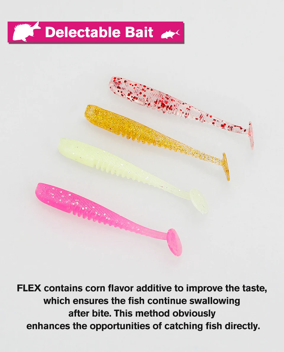 TSURINOYA 38mm 0,4g Weiche Angeln Köder FLEX T Schwanz Wurm Für Licht Spiel Rockfish Ajing UV Leuchtende silikon Swimbait Weichen Köder – Detail 10