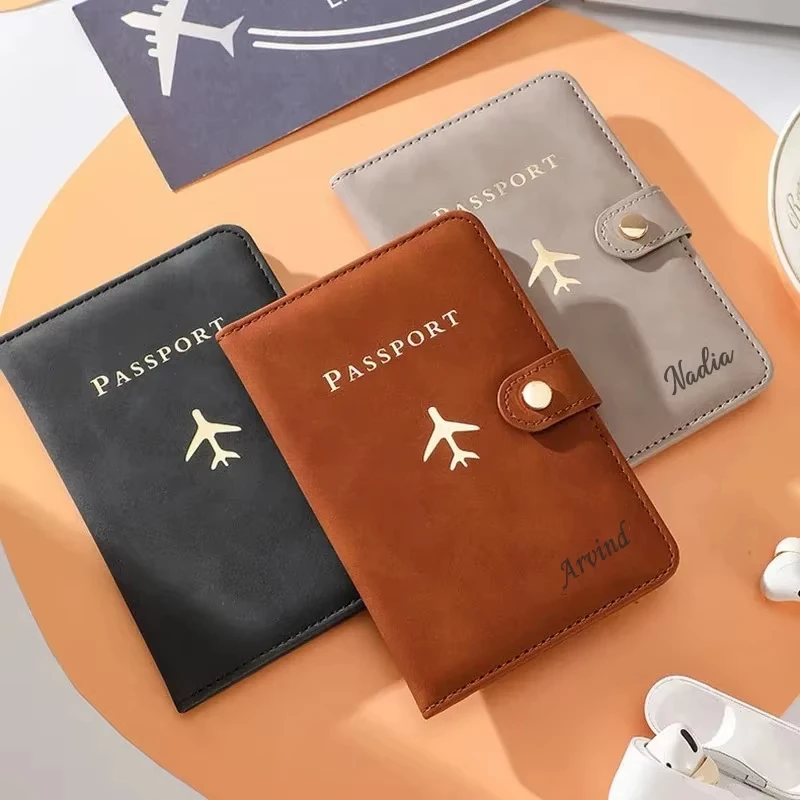 Custom Name on Cover Fashion Airplane Passport Cover Personalized Text Passport Holder Men's Women's Case Travel Document Wallet