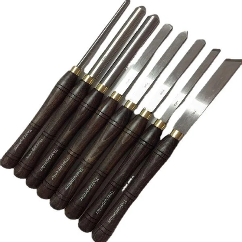 Woodworking Turning Tools Wood Chisel Set Black Walnut Handle HSS Lathe Tool