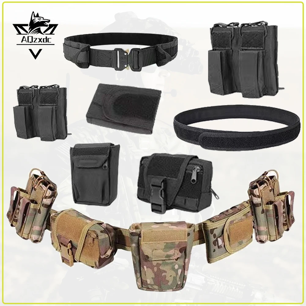 

7-in-1 Tactical Belt Waist Pack Outdoor Airsoft Multi-functional Mountaineering Storage Bag with Mag Pouch Bag CS Hunting Gear