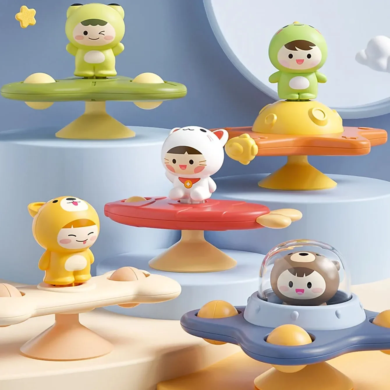 Jouet apaisant pour bébé, avion de dessin animé, artefact de bain pour bébé, ventouse amusante, Spinner, jeux de Table pour l'éducation précoce