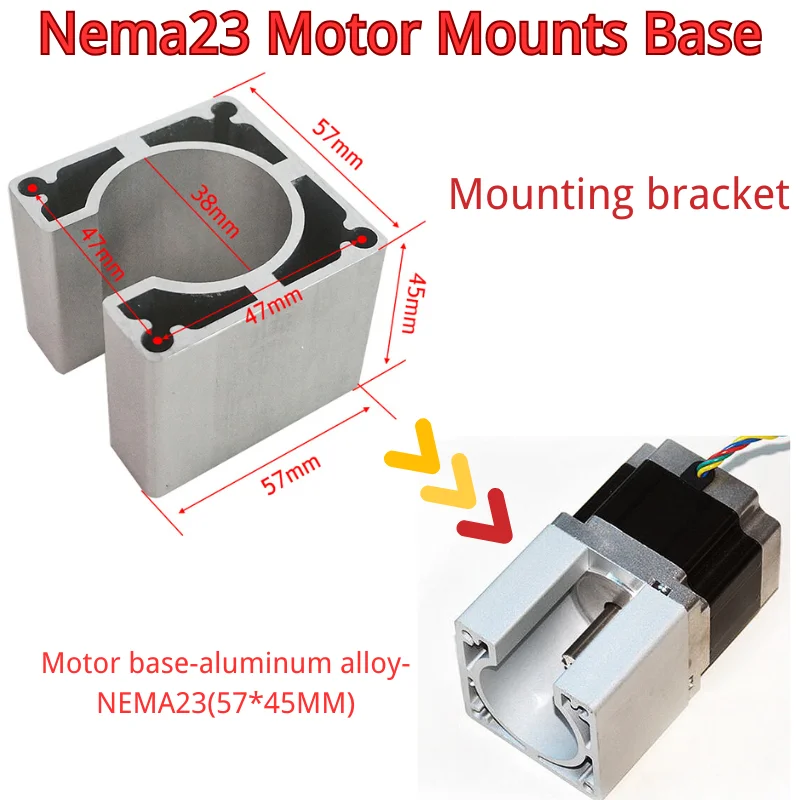 Nema23 Motor Mounting Base 57X45mm Stepper Motor Bracket for DIY Router Motor Mount