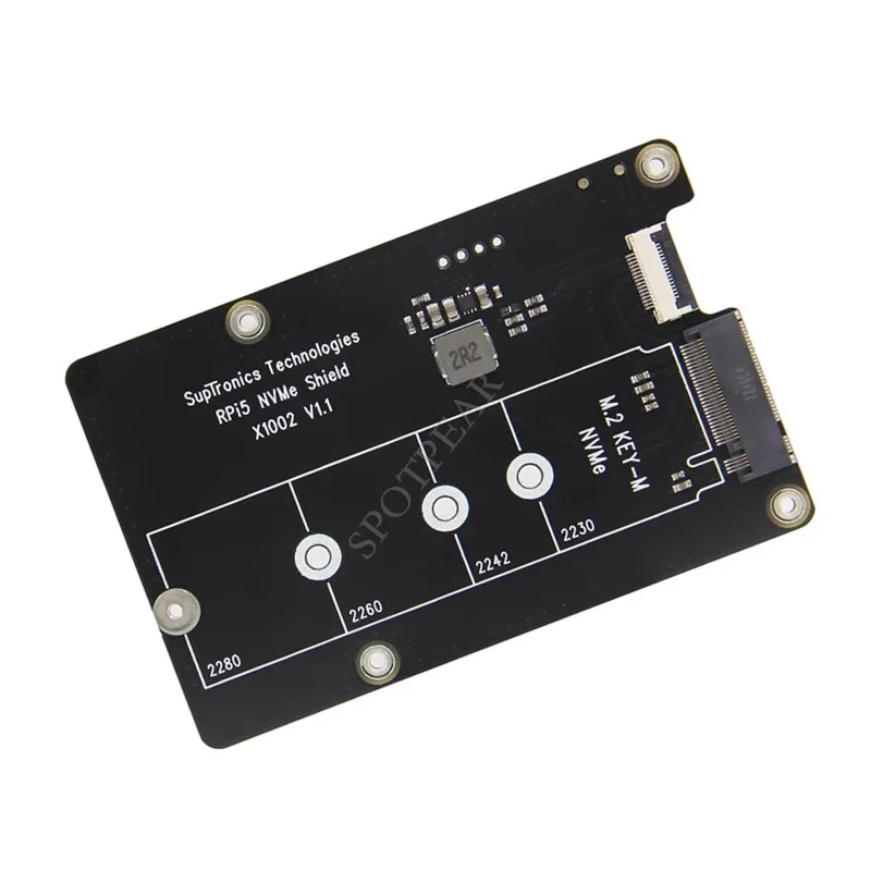 Raspberry Pi 5 PCIe to M.2 NVMe SSD X1002 Expansion Board HAT Bottom-Mounted​ Solid State Drive Adapter Board 2230-2280 SIZE