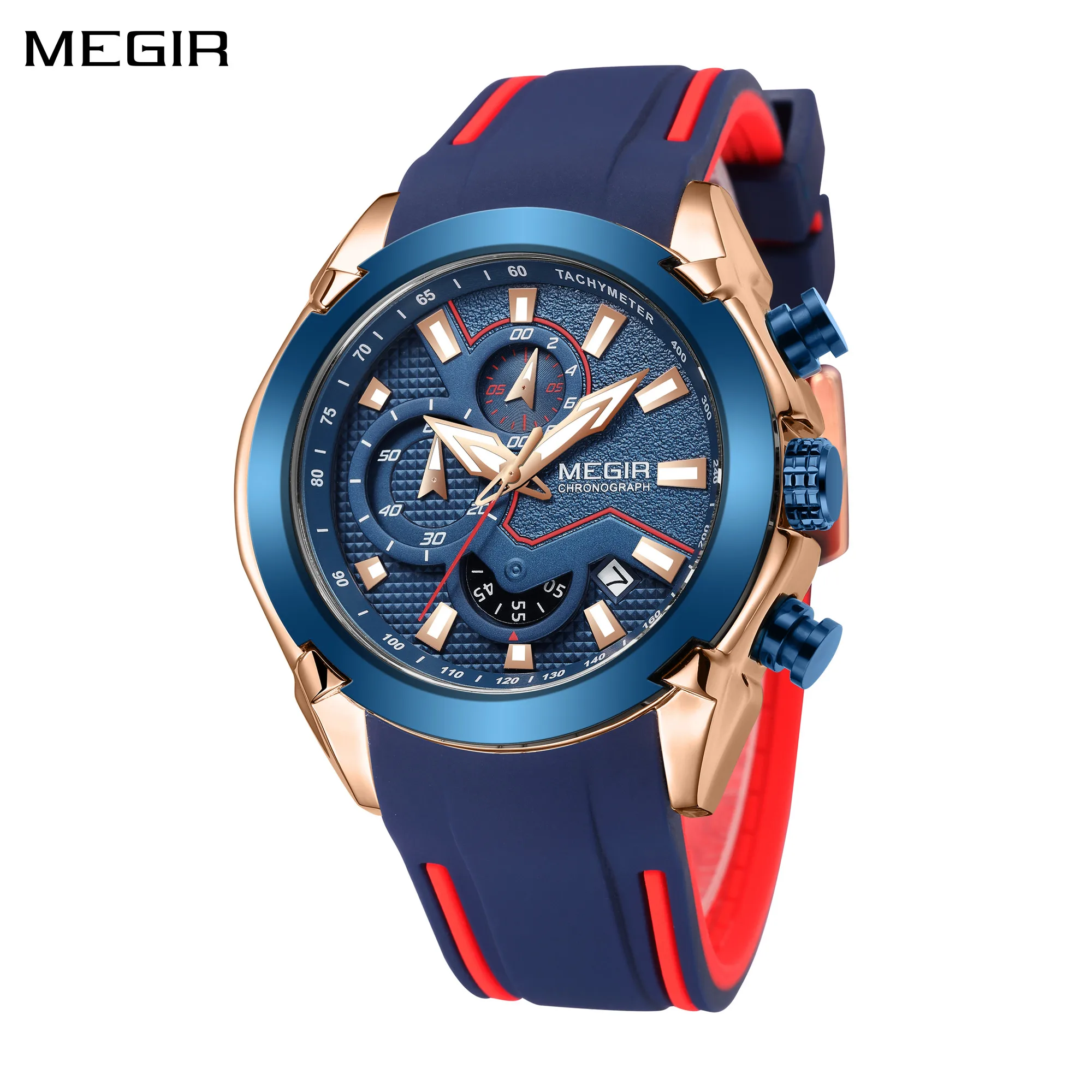 

MEGIR Fashion Men's Watches Silicone Military Sport Watch Waterproof Date Chronograph Clock Wrist Watch Relogio Masculino 2065