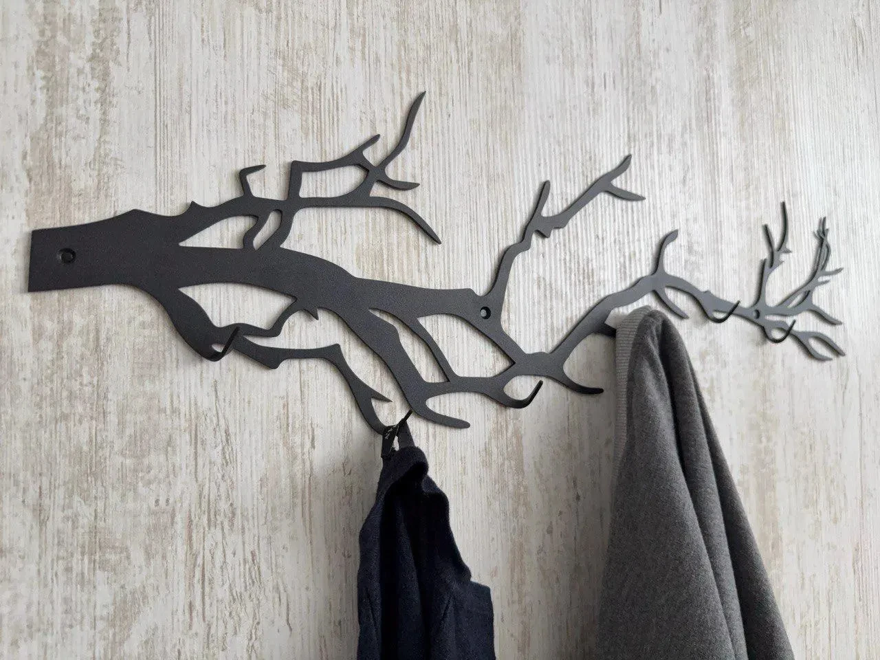 Tree branch coat rack, key holder for wall, entryway decor, housewarming gift view 5