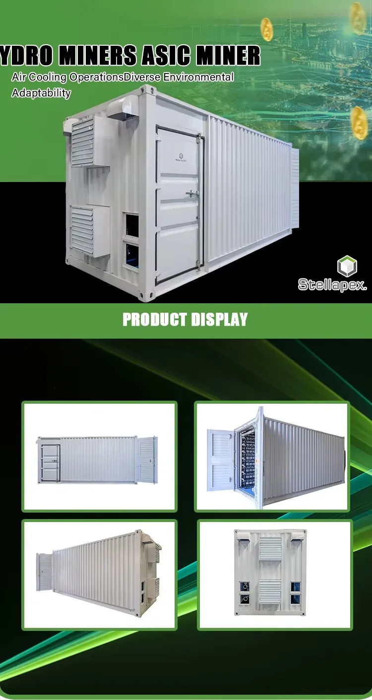 Contêiner de Resfriamento Hidráulico 20HQ para Mineração de Bitcoin com Suporte para Antminer S19 S21 S23 Hydro Miners ASIC MINER