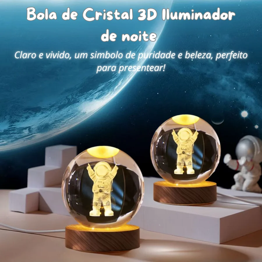 SKYTUR 3D Crital Ball Lampshade Night Light USB Plug in LED for Bedroom Night Gift Lamp Planet Moon Galaxia Astronaut