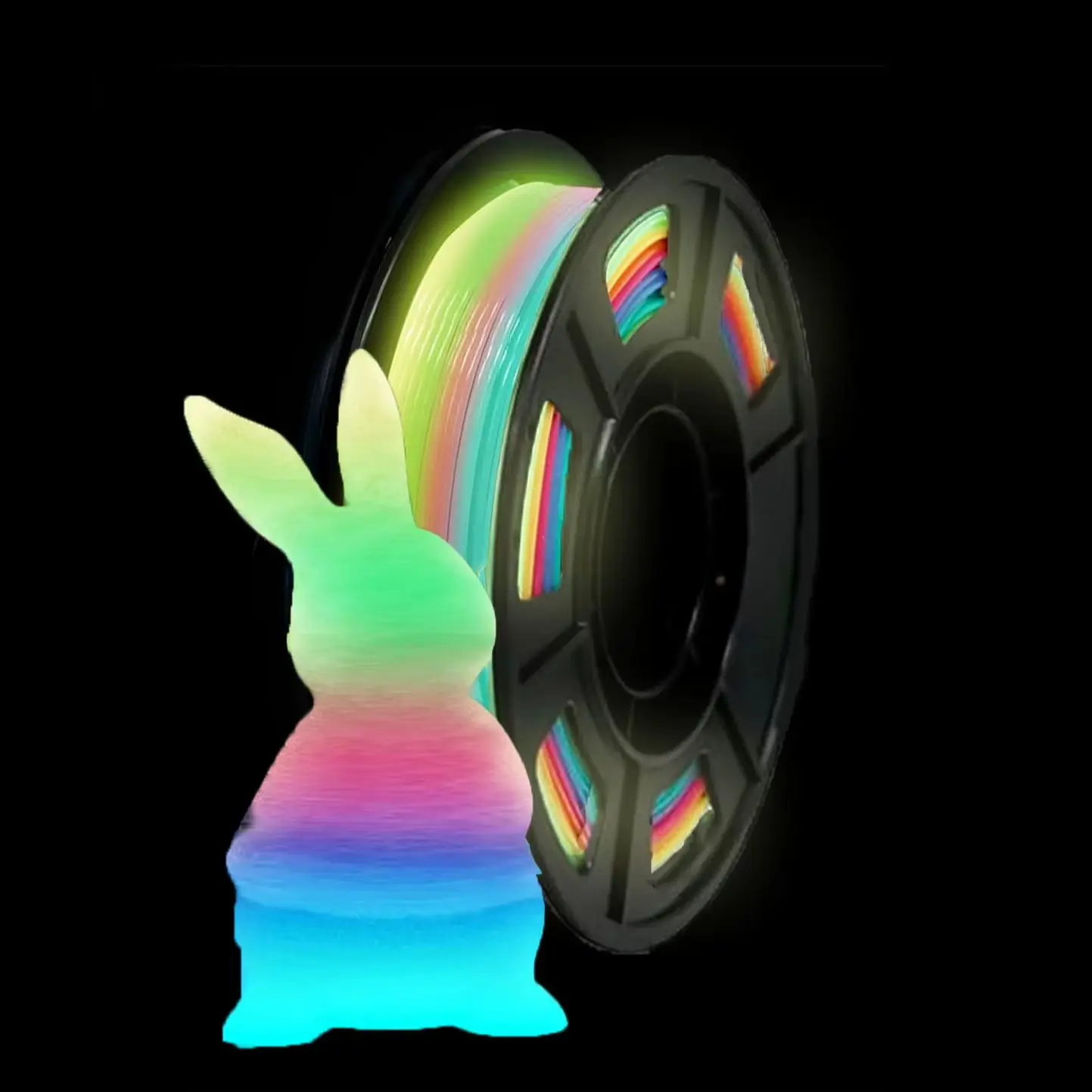 

Филамент для 3D-печати PLA, светящийся в темноте, радужный, диаметр 1,75 мм, катушка 250 г, точность размеров +/- 0,03 мм, градиентный цвет