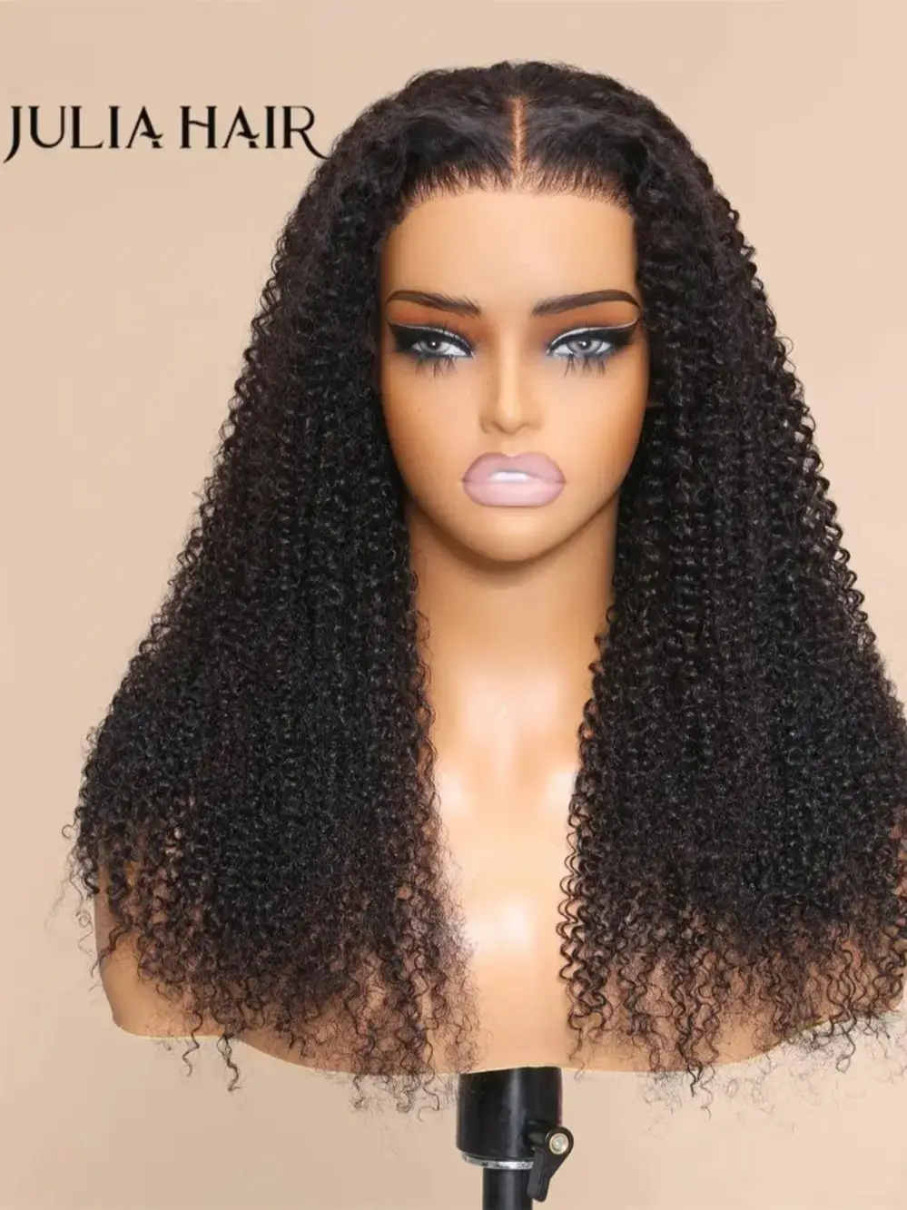 Julia Hair Clearance Sale Kinky Curly Glueless Wig Human Hair Density 200% 6x4.5 Lace Closure Human Hair Wig With Pre-Plucked