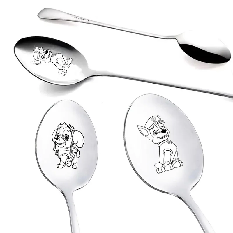Cuillère de patrouille Paw de dessin animé, louche familiale en acier inoxydable, nourriture pour la maison pour enfants, vaisselle, cuillères, cadeaux d'anniversaire, fournitures de fête