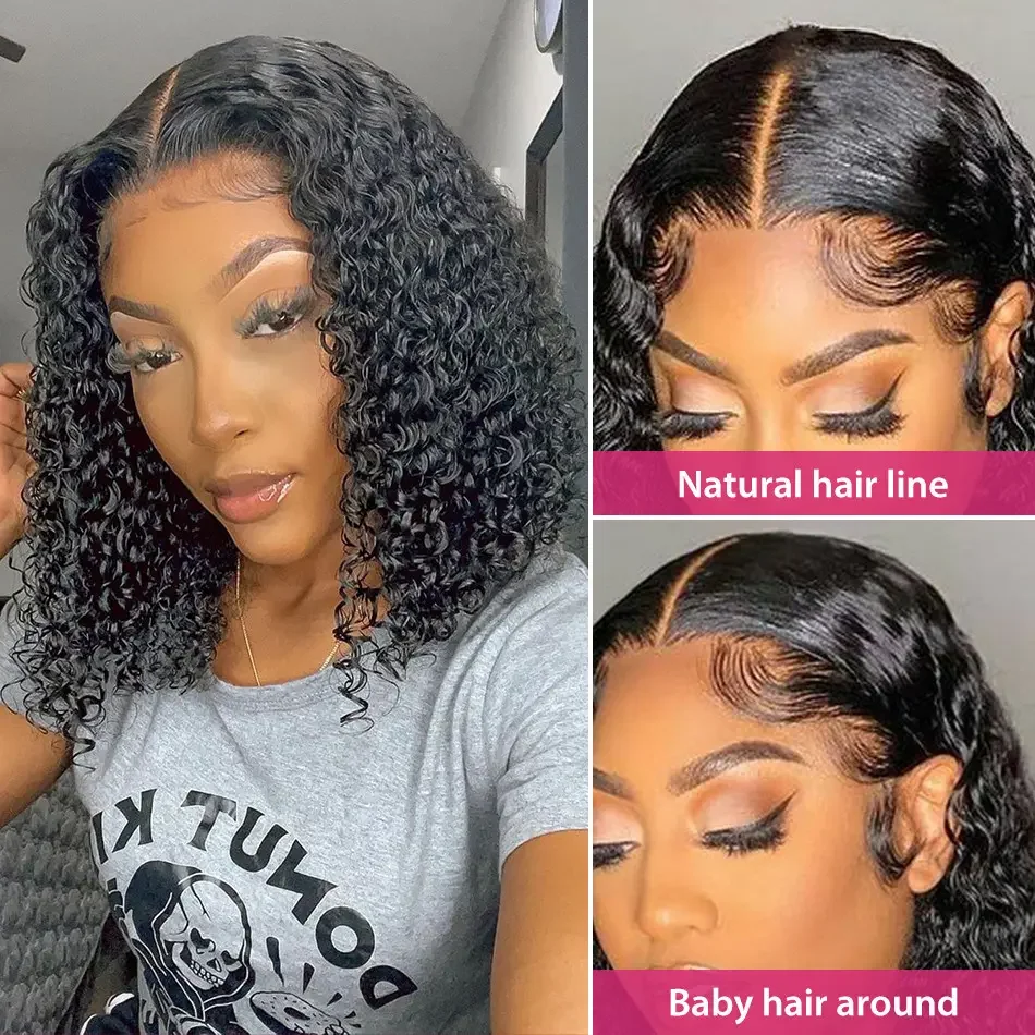 Short Curly Bobs Human Hair Lace Frontal Wigs For Women Cheap Deep Water Wave 13x4 Hd Transparent 4x4 Closure Wig Human Hair Wig