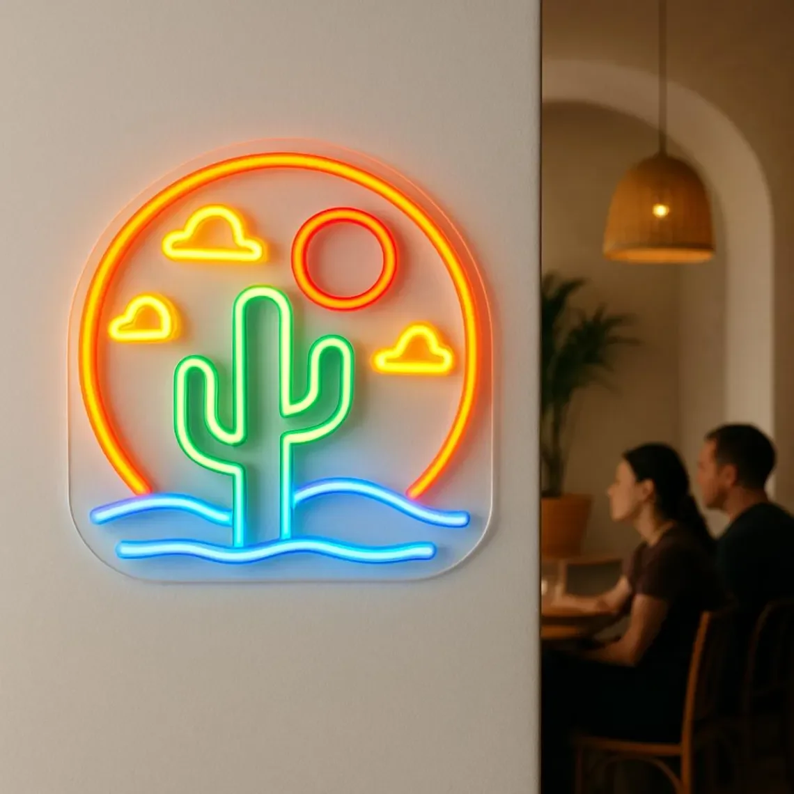 Desert Neon Sign Cactus Sunrise Neon Wall Decor Sunrise and Sunset Neon Ranch Sign Saloon Home Bar Office Art Decor