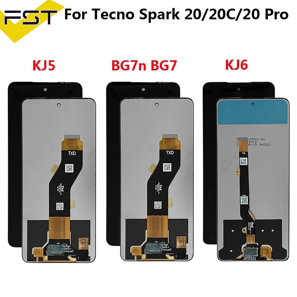 For Tecno Spark 20 KJ5 20 Pro KJ6 20C BG7n LCD Screen Touch Panel Digitizer Spark30 30C KL8 40 40C KM5 Display Spark 50 KN4 KN8