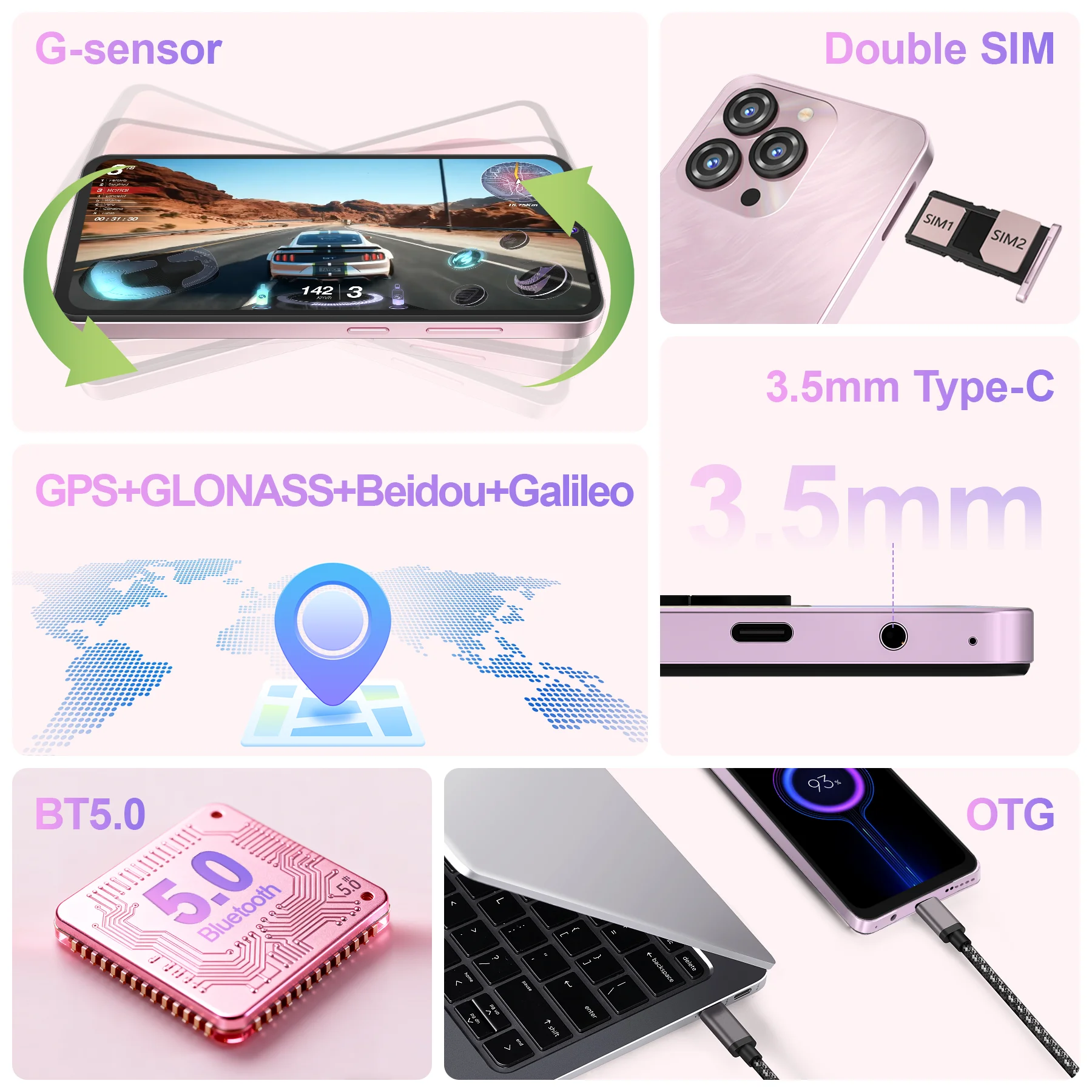OUKITEL C3 Android 14 Cell Phone Unlocked-5000mAh Battery, 6.52'' Waterdrop Screen-16GB RAM+64GB/TF 1TB ROM Smartphone