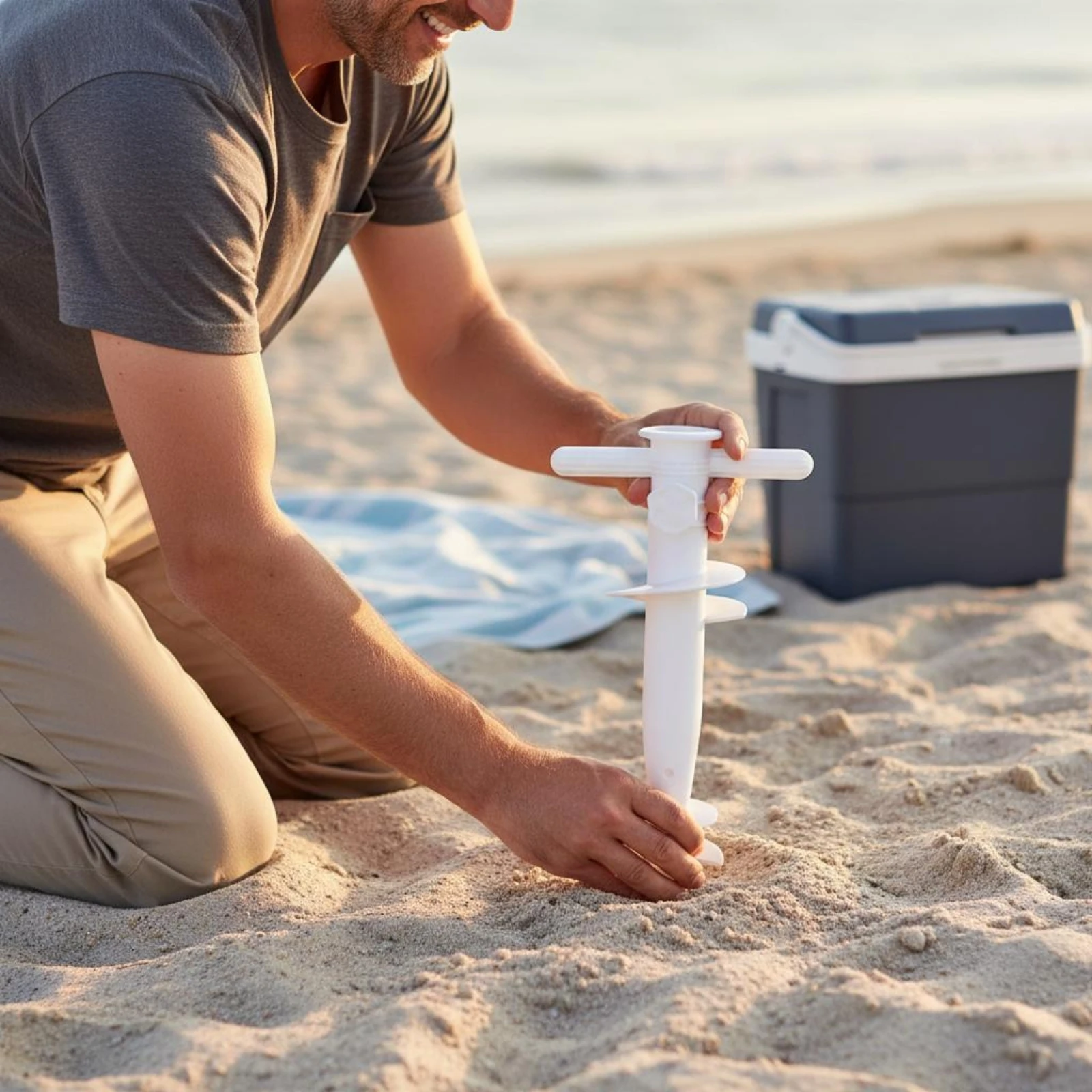 Spiral Beach Umbrella Sand Anchor Portable Parasol Base Heavy Duty Wind Resistant Screw Holder for Garden Patio Outdoor Camping