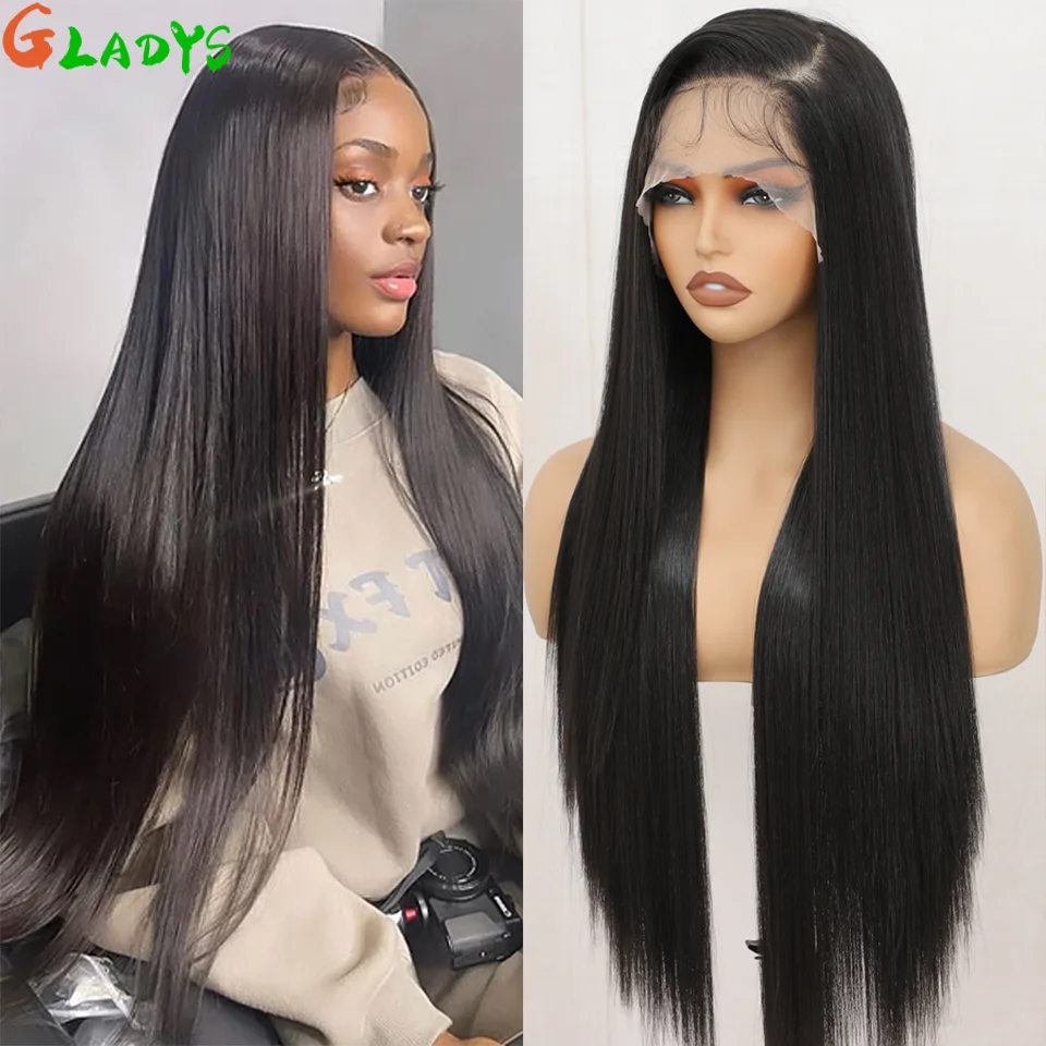 

Straight Synthetic Wig Dark Brown Cosplay Wigs High Temperature Fiber Heat Resistant Natural & Soft Hair 13x4 Lace Front Wigs