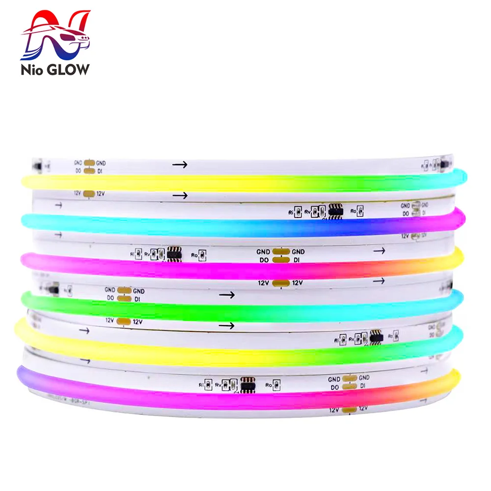 WS2811 IC COB SPI Color Addressable LED Strip Light 12V/24V 576/720 LEDs RGBIC WS2811 Flexible  FOB  with White/Black PCB