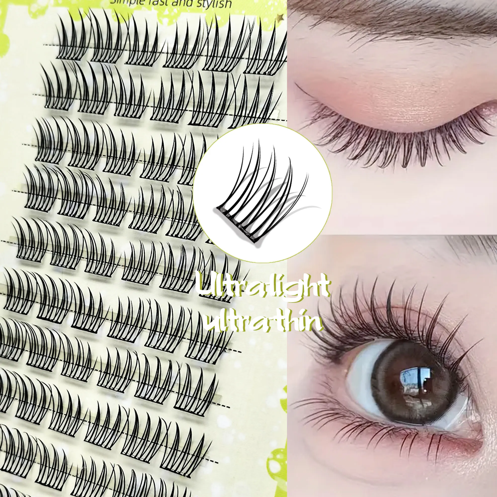 10 linhas de cílios postiços sem cola - ultraleves e finas, leves e naturais, criando uma maquiagem perfeita