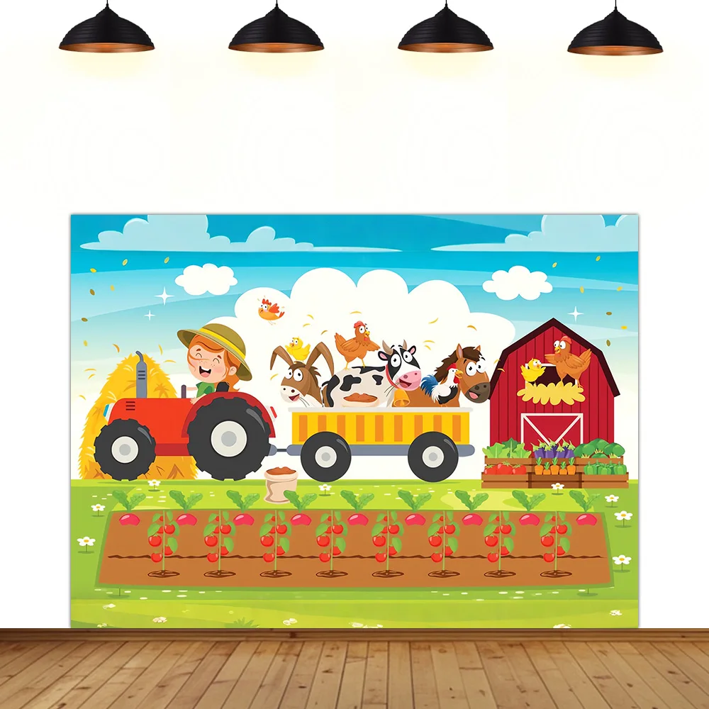

rancher theme background farm animal pig chicken cattle sheep The Red House vehicle windmill children decoration backdrop
