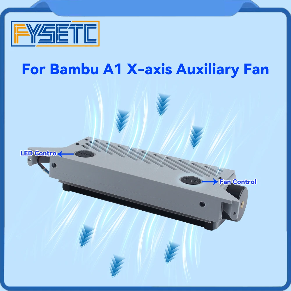 For Bambu A1 X-axis Auxiliary Fan Upgrade High Quality Rapid Cooling Fan with Led Lighting 3D Printer Parts for Bambu A1