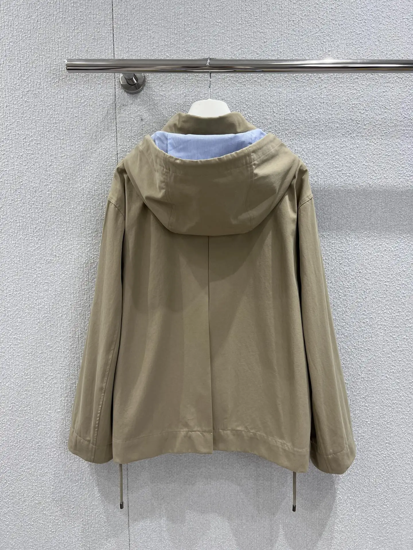 

2025 Autumn/Winter New Hoodie Coat Embroidered Pocket Drawstring Loose Khaki Blue Inner Lining WYY-323