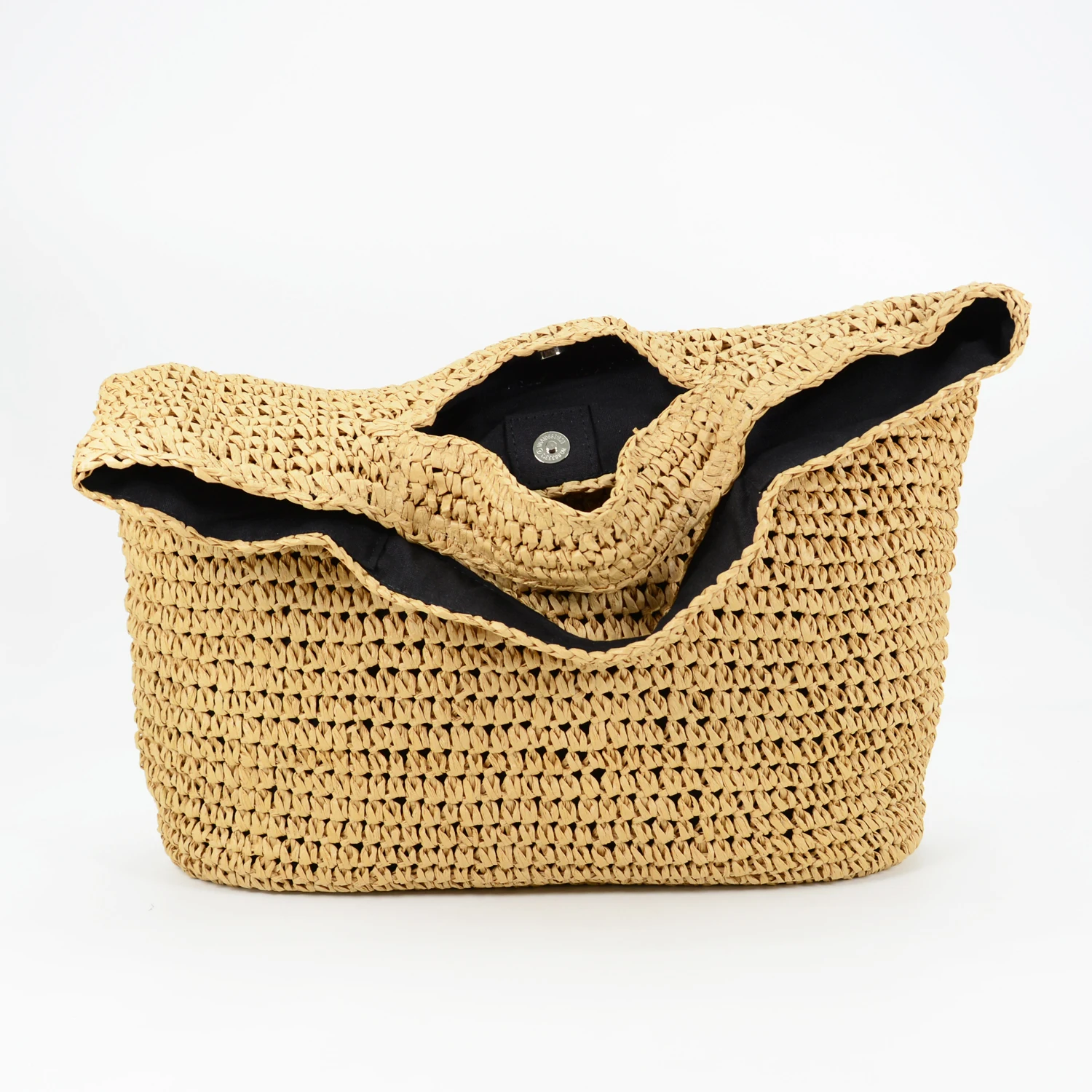 Crocheted Handbags Women Plaited Raffia Straw Bag Large Capacity Casual Tote Handbag Hollow Summer Beach Vacation Shoulder Bag