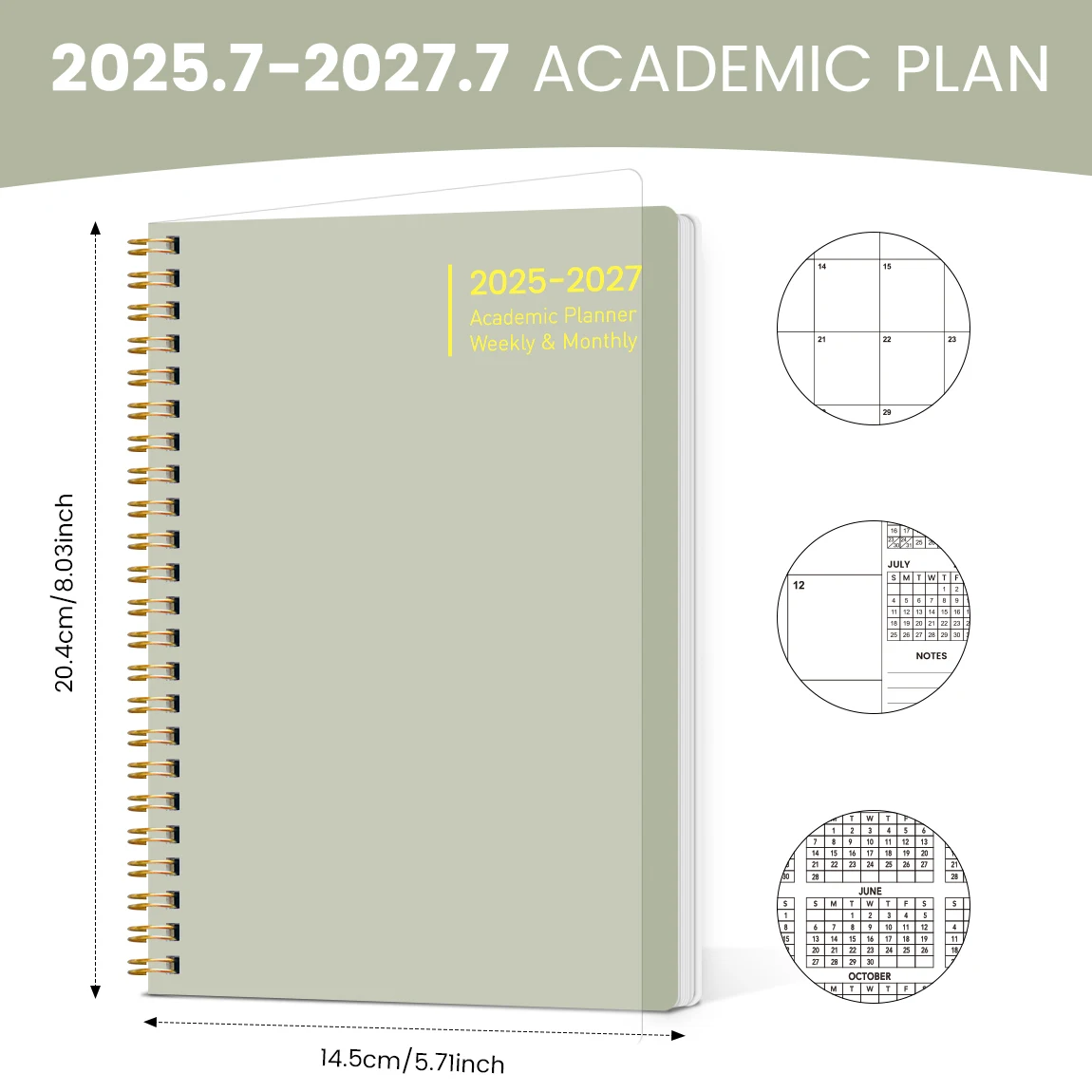 2025 Jul-2027 Jun Monthly Planner Notebook,Weekly Agenda,Academic Plan Notebook,Simplified To-Do Notebook Improves Productivity