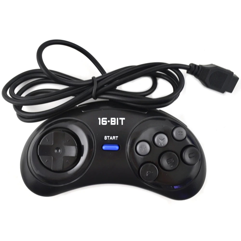 Black Gamepad Controller For Sega Mega Drive 9 Pin Six Buttons Gamepads for Sega 16 bit video game console